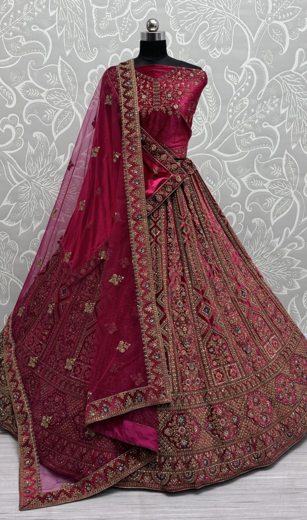 Perfect Dori Embroidery Designer Velvet Lehenga choli