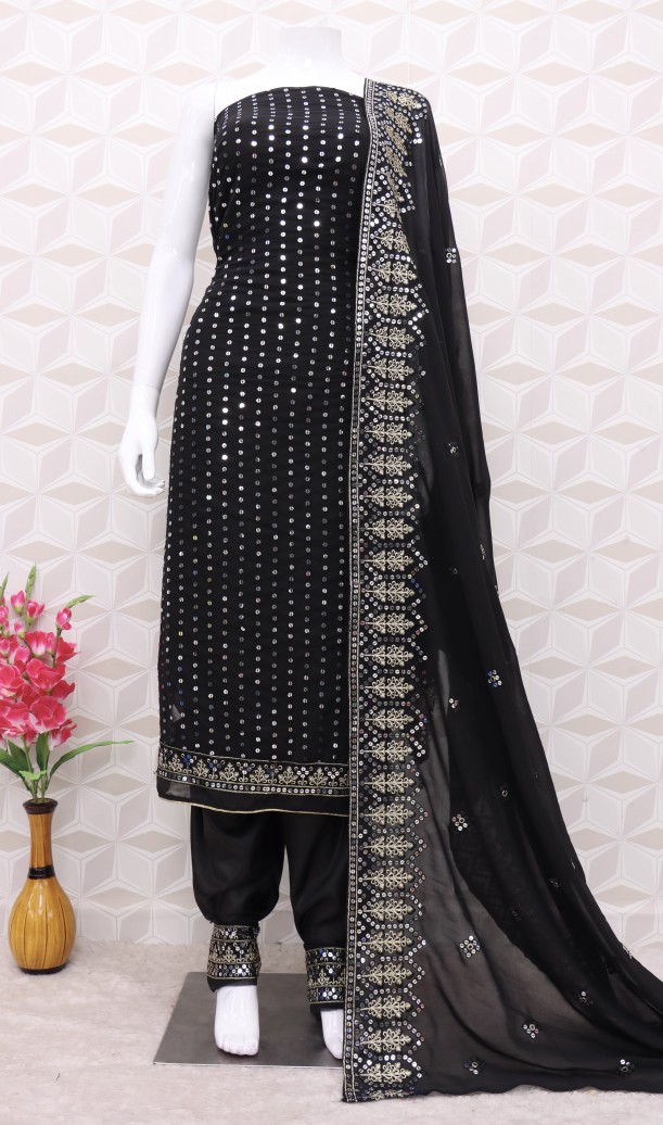black Faux Georgette Pakistani Suit black Faux Georgette Pakistani Suit