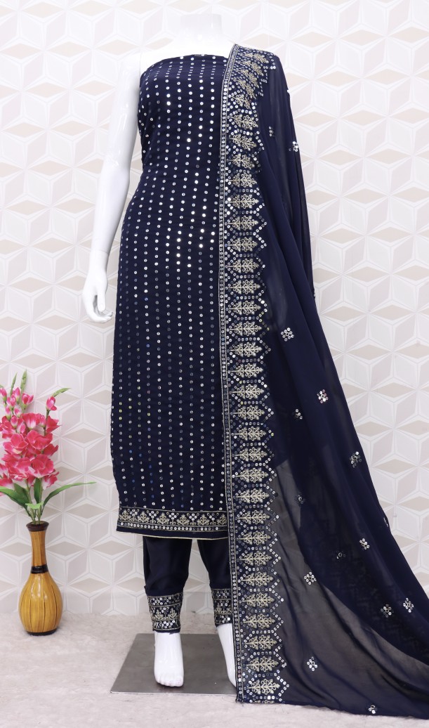 Navy Blue Faux Georgette Pakistani Suit Navy Blue Faux Georgette Pakistani Suit