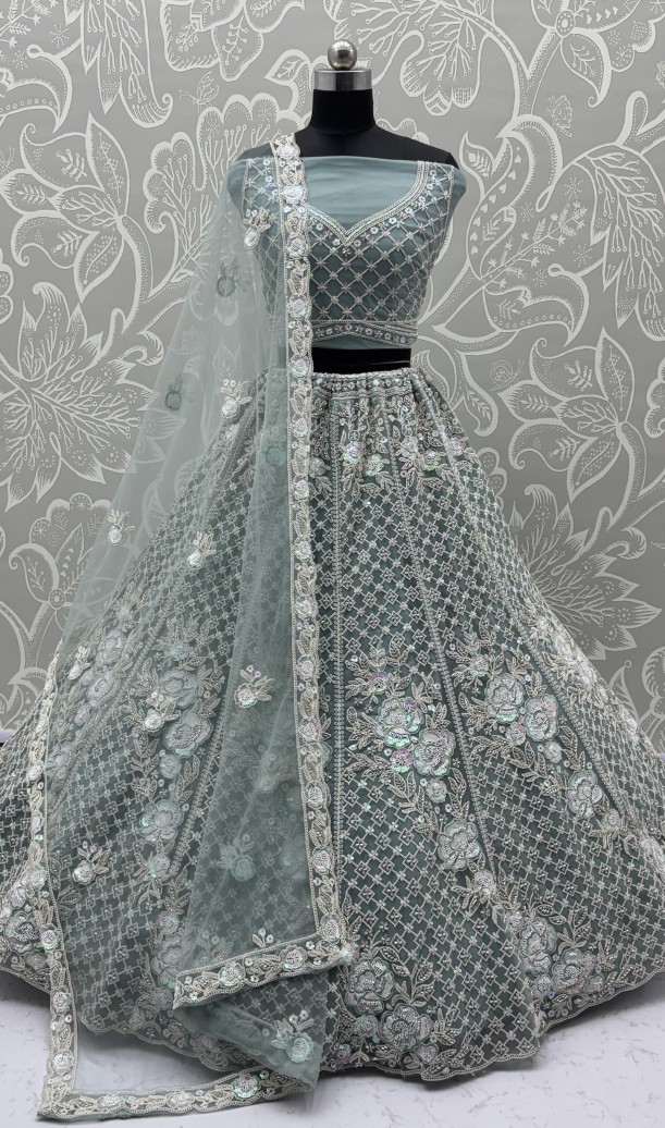 Amazing Handwork Beads and Motif Sequinned with Blue Dori Embroidery Perfect Party wear Lehenga choli 