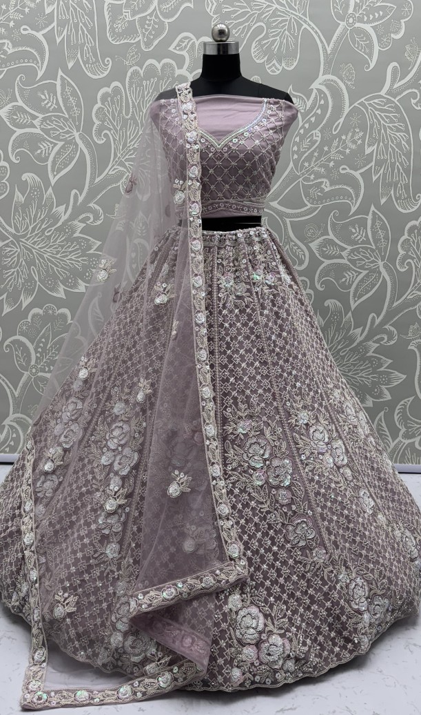 Amazing Handwork Beads and Motif Sequinned with Pink Dori Embroidery Perfect Party wear Lehenga choli 