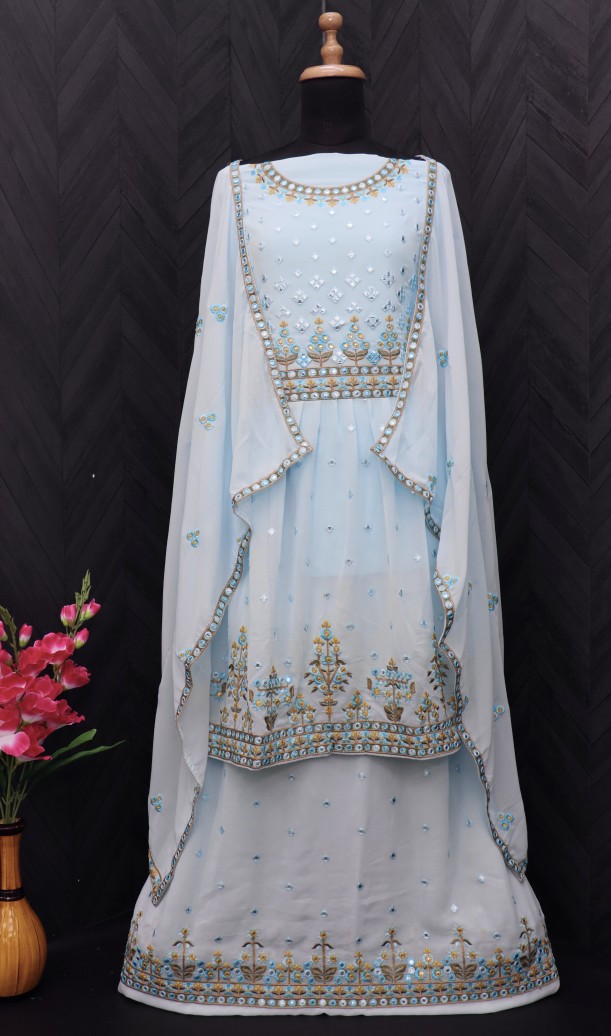 Embroidered Georgette Pakistani Suit in lilac