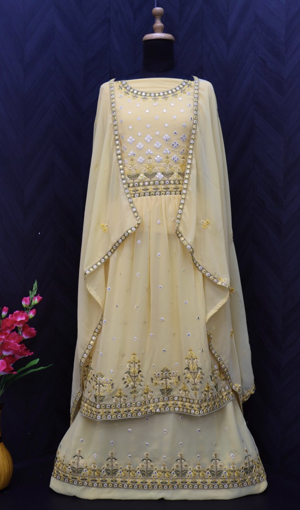 Embroidered Georgette Pakistani Suit in yellow
