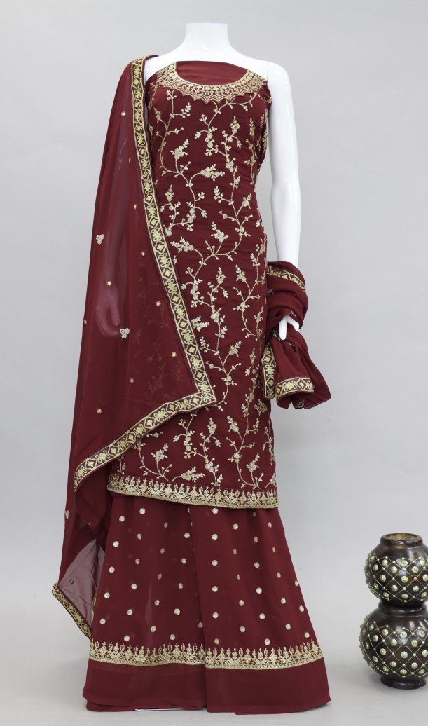 Embellished Semi-stitched Anarkali Dress Material
