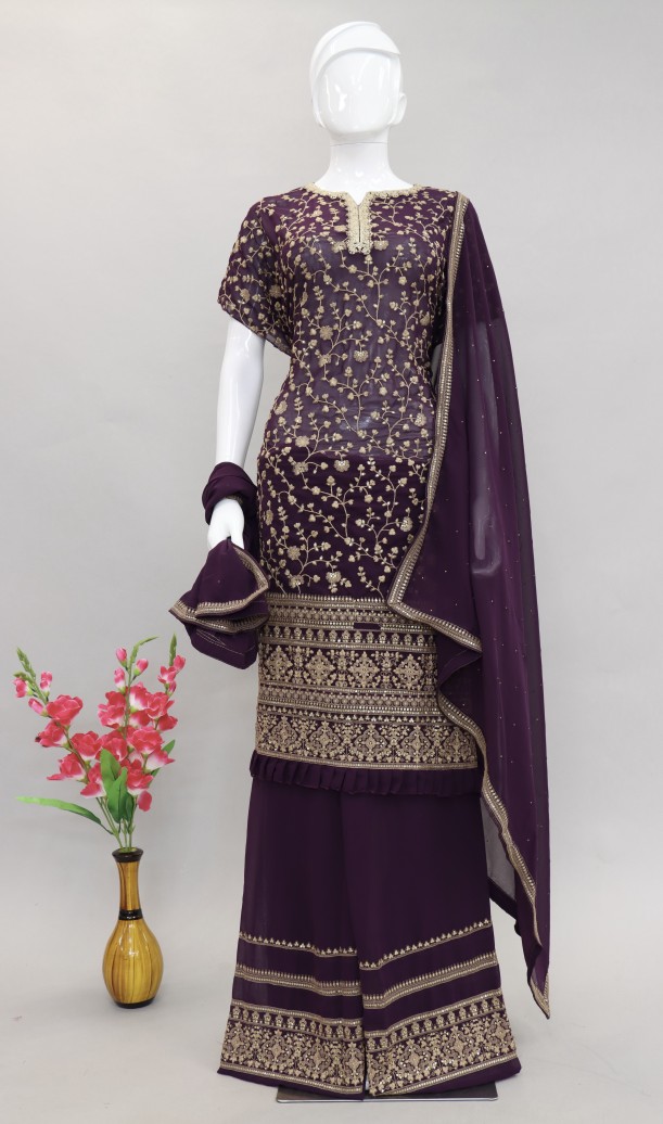 Purple Georgette Palazzo Suit Purple Georgette Palazzo Suit