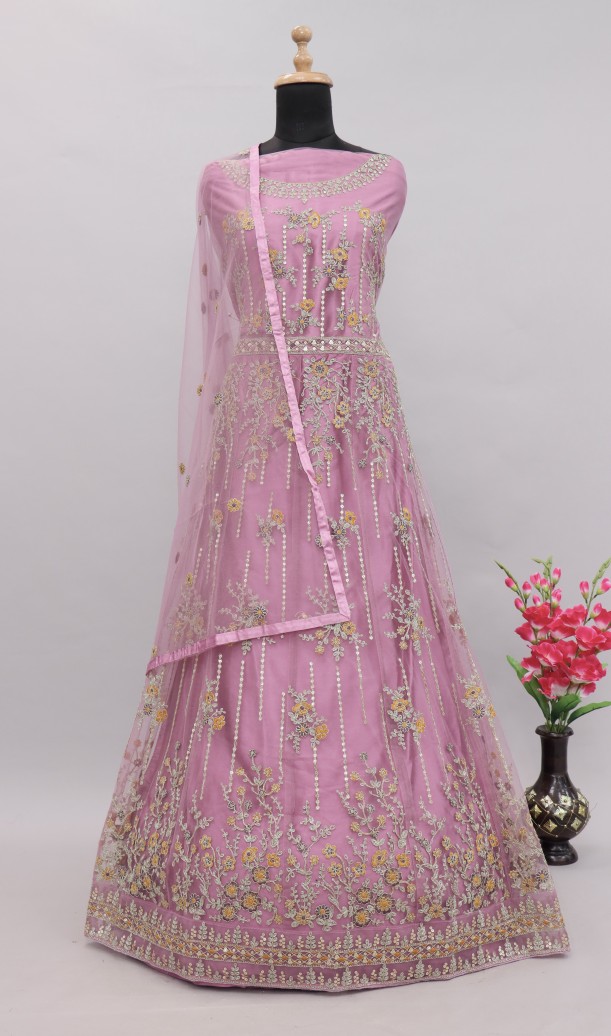 PINK Zari Embroidered Festive Anarkali Suit PINK Zari Embroidered Festive Anarkali Suit