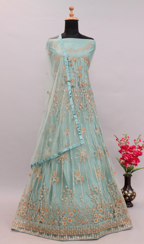 Sky blue Zari Embroidered Festive Anarkali Suit Sky blue Zari Embroidered Festive Anarkali Suit