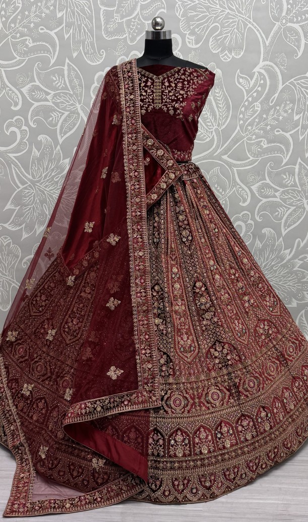 Sophisticated Carfted with Embroidered Red in Multi Thread and Dori work Designer Lehenga Choli