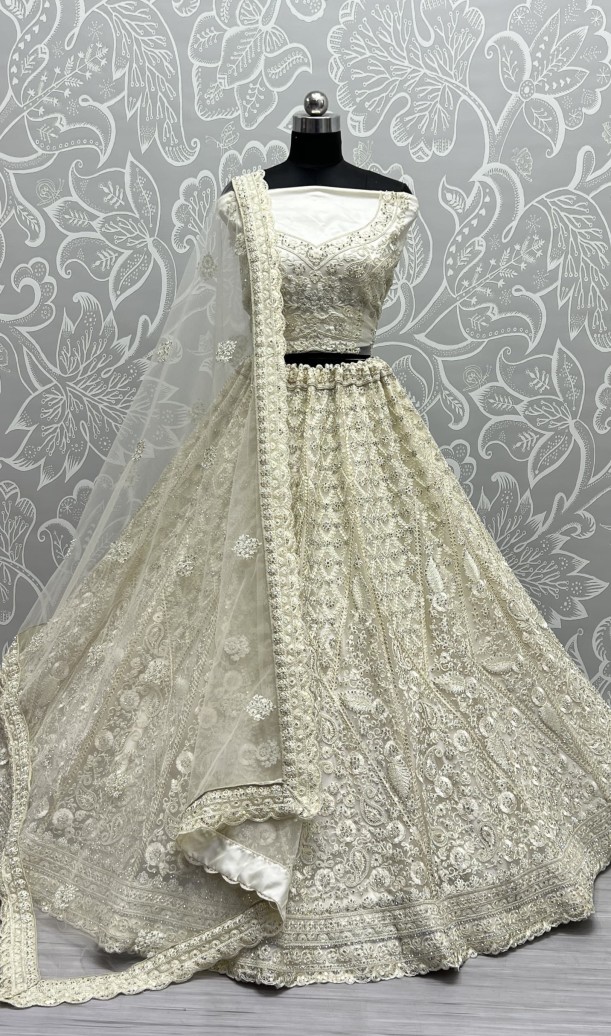 Dori and Zircon Diamond yellow Combine Designer Partywear Lehengacholi