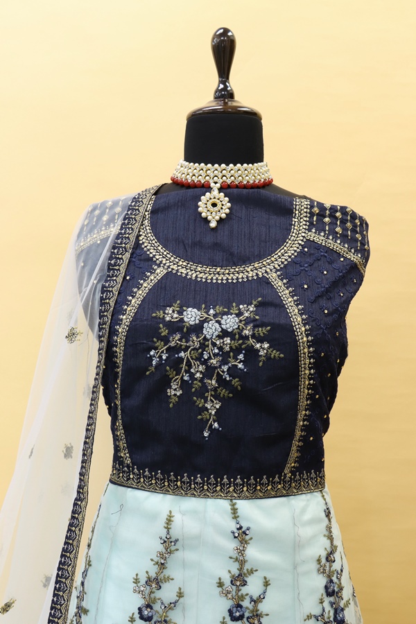 Net Festive Lehenga with Embroidered work