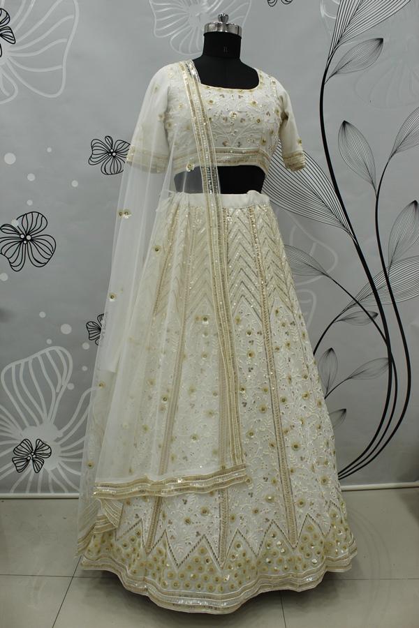 Women's Georgette Embroidered Semi-Stitched Lehenga Choli