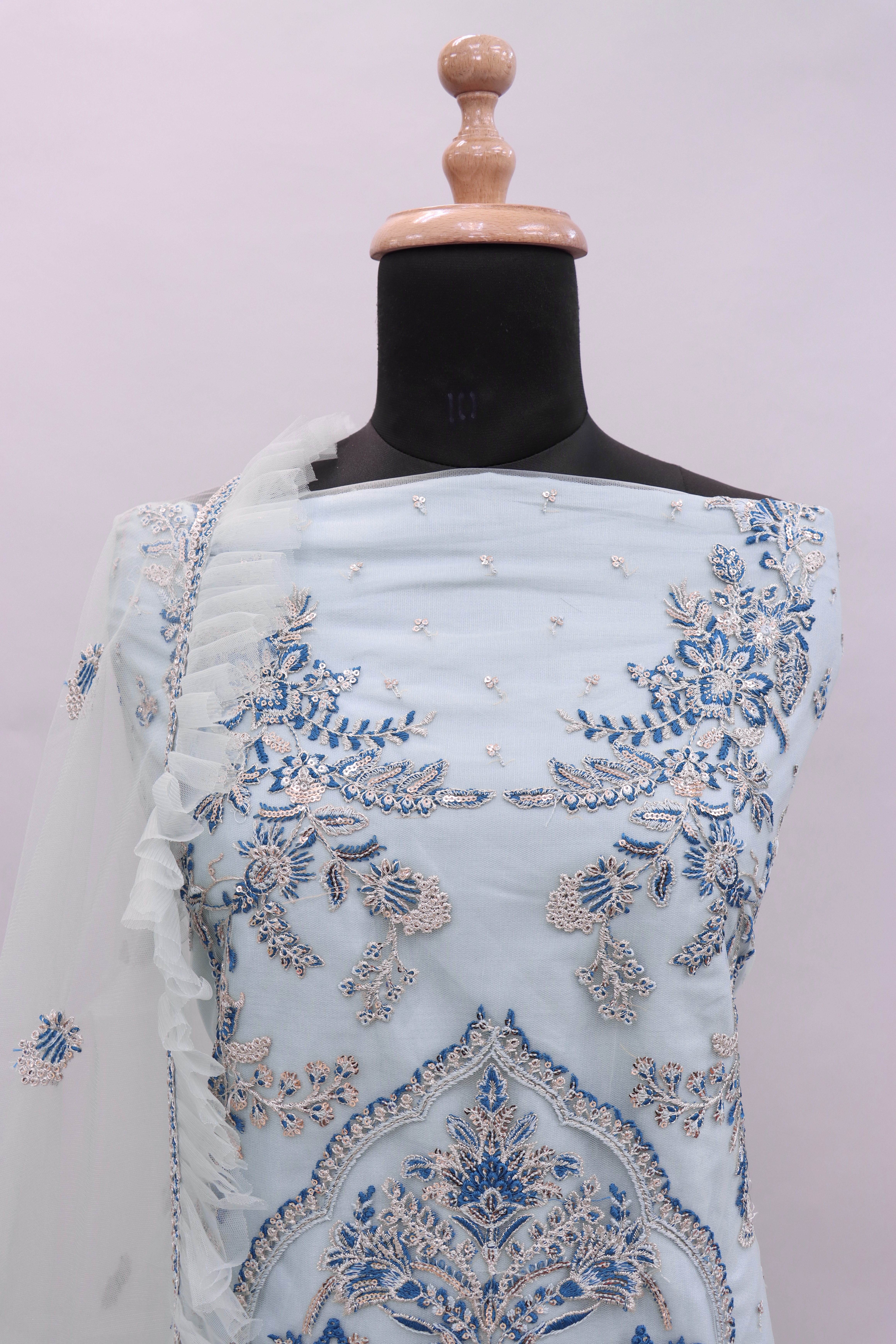 Blue Embellished With Embroidered Georgette Pakistani Suit
