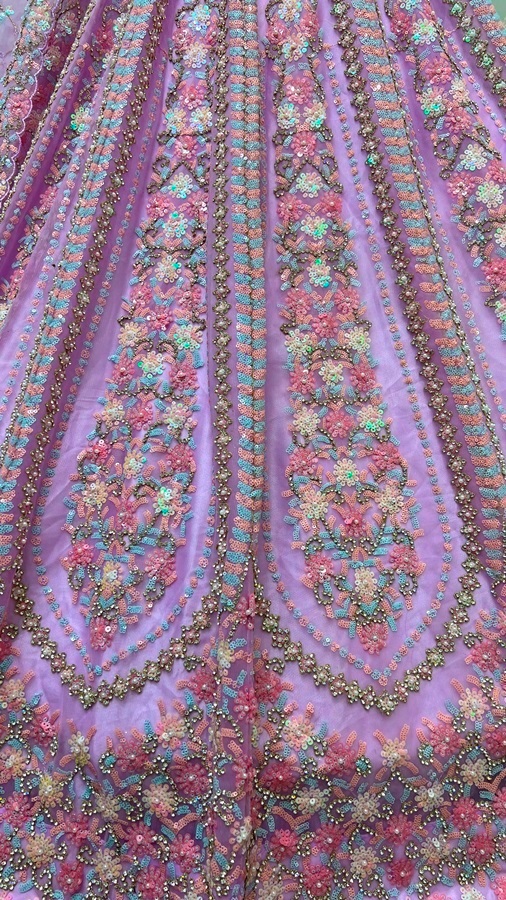 Pastel Sequins Combine Flower Pattern Exceptionally Designed Lehengacholi 