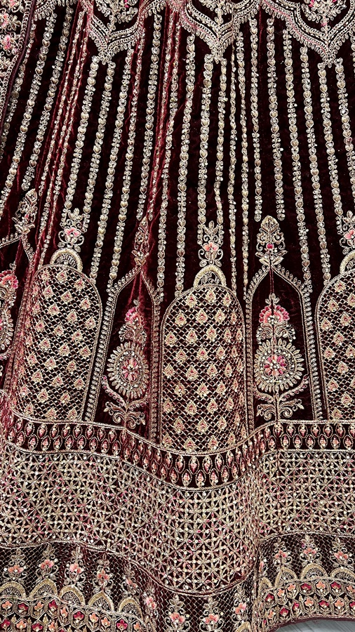 Heavy work Embroidered Velvet Lehenga choli 