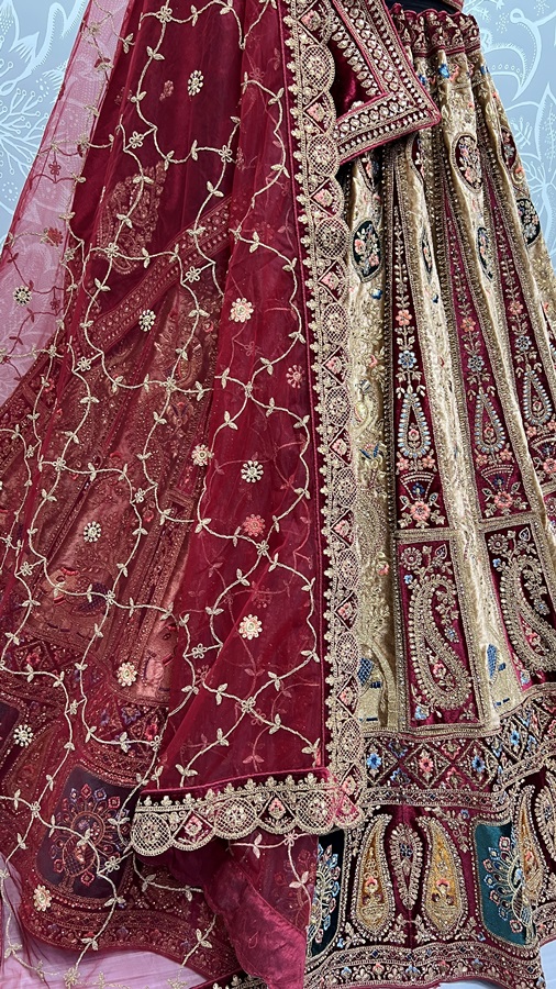 Alternate patch embroidered Kali with beautiful dupatta bridal Lehengacholi 