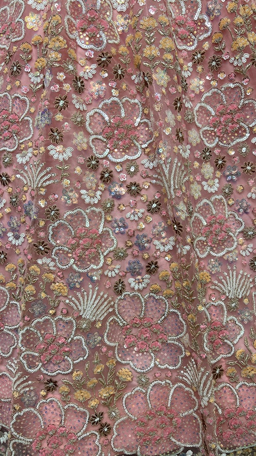 Finely Arranged Multi Color Sequins with Zari Embroidery Designed Partywear Lehengacholi 