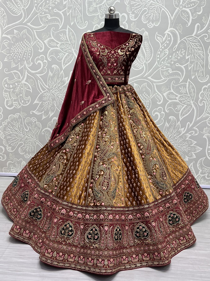 Heavy Flaire and Embroidery broad Lace designer bridal Lehengacholi 