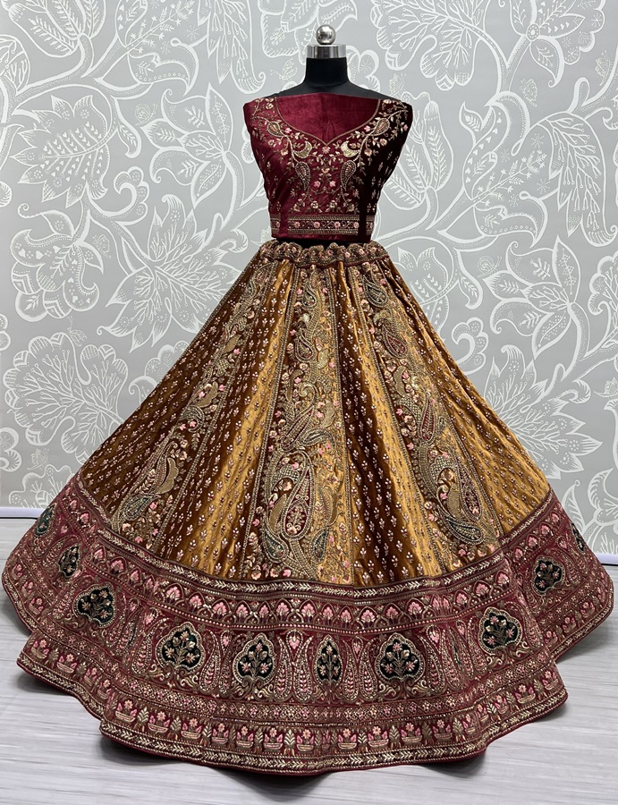 Heavy Flaire and Embroidery broad Lace designer bridal Lehengacholi 