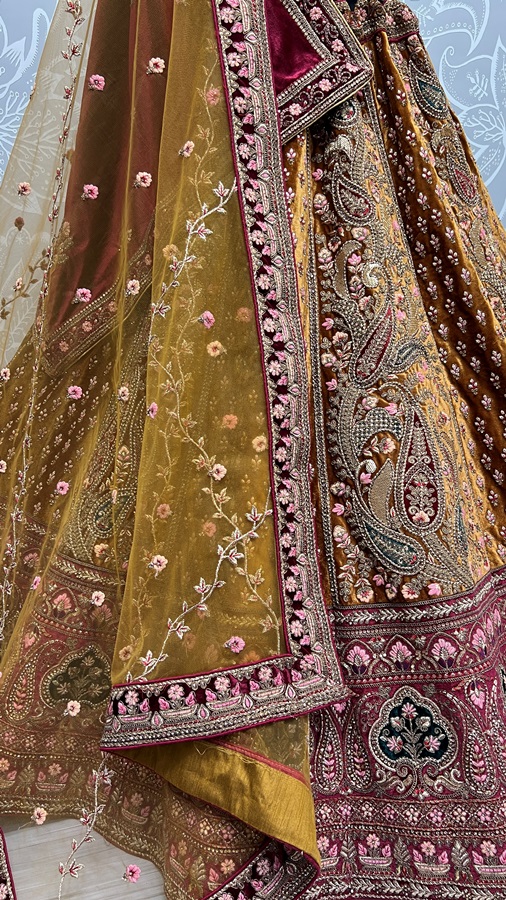 Heavy Flaire and Embroidery broad Lace designer bridal Lehengacholi 