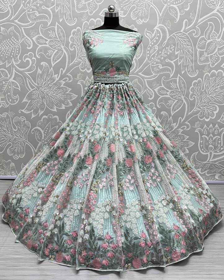 Fancy Multi Thread Metallic Zari Rainbow sequins Dori work chaniya choli