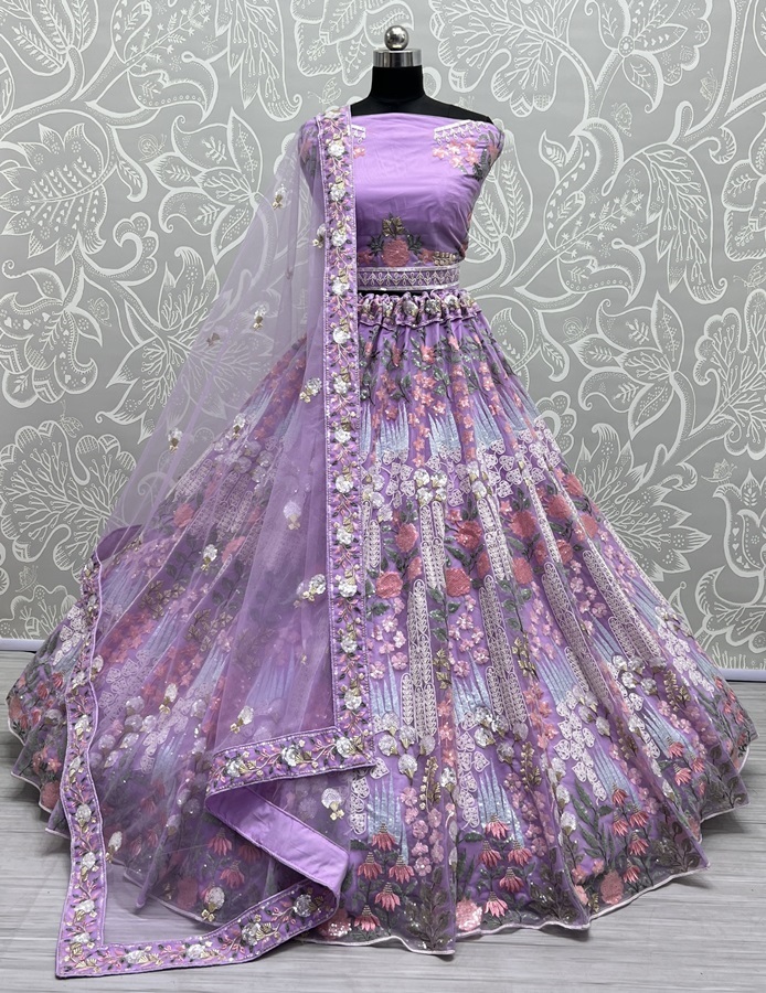 Fancy Designed Embedded with Rainbow Sequins and Metalic Zari work Exclusive Party wear Lehengacholi 