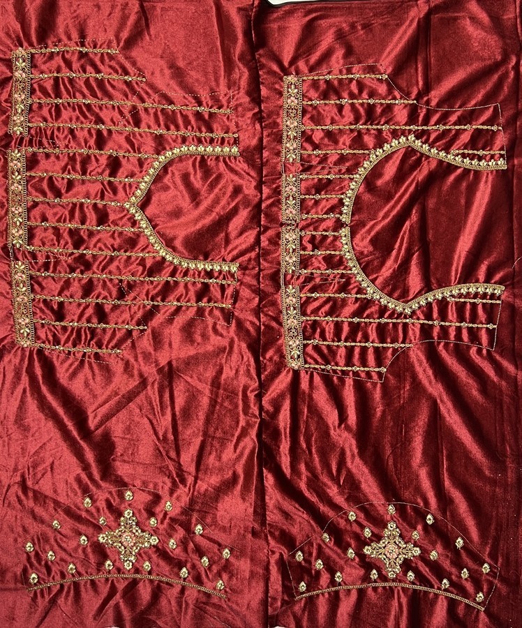 Double Dupatta lehenga choli in velvet  Multi color Patch Work