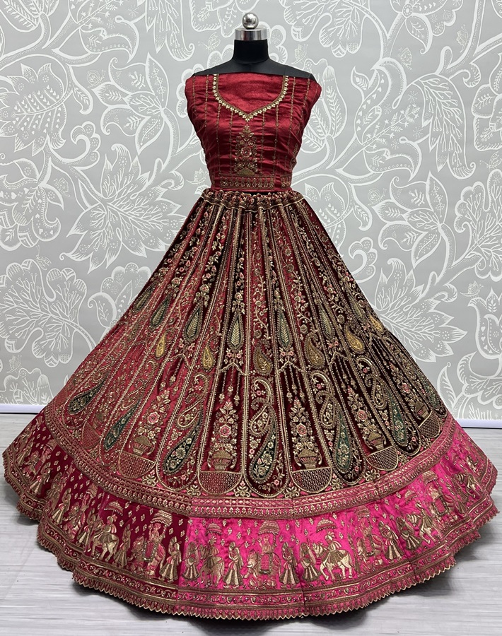 Heavy Embroidery Lace work and Velvet patch work Lehenga choli