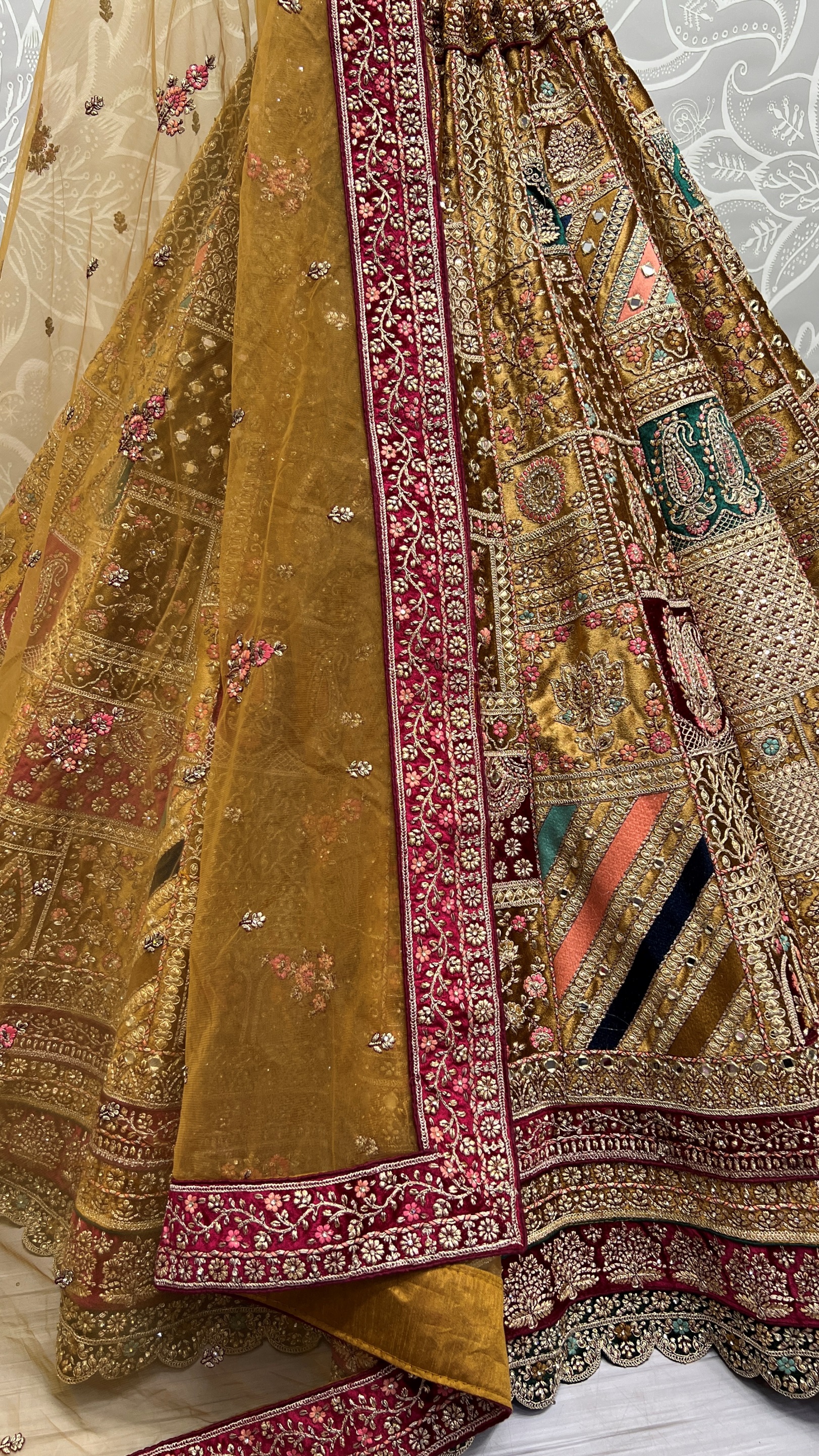 Exclusive Pattern of Bridal Lehengacholi in Beautiful color Range with heavy Dupatta