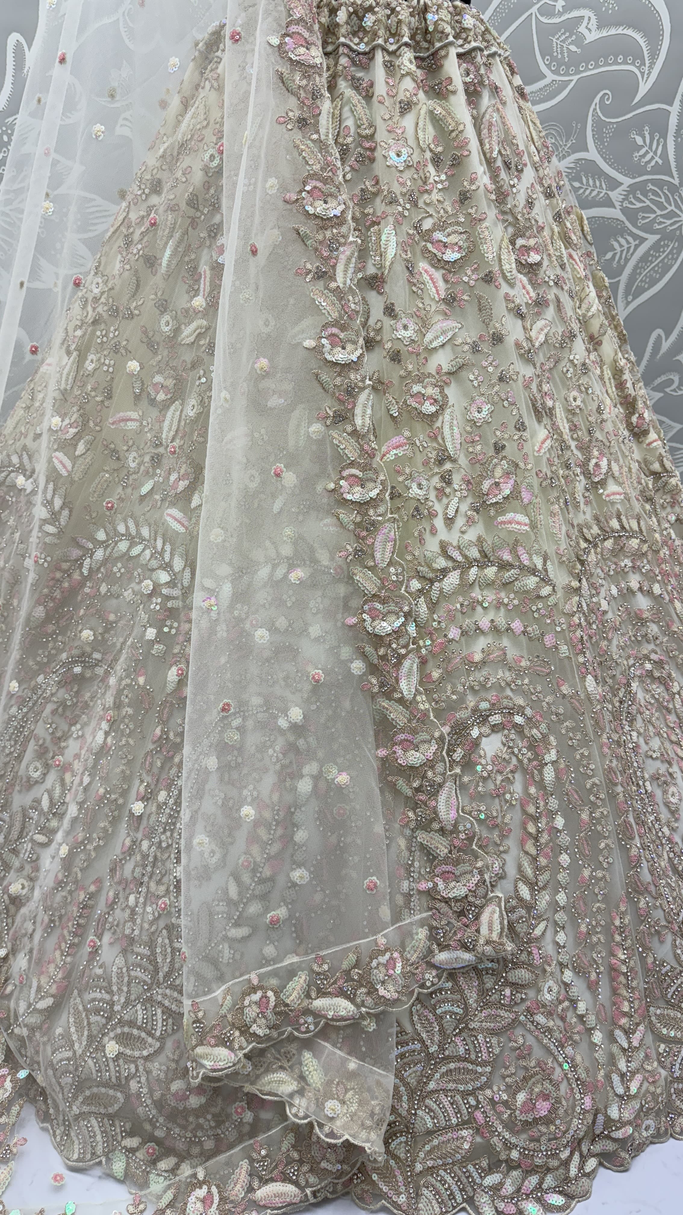 Rainbow Sequins and Creamy Dori Embroidery combine Beautiful Eye-Catchy Lehenga Choli 