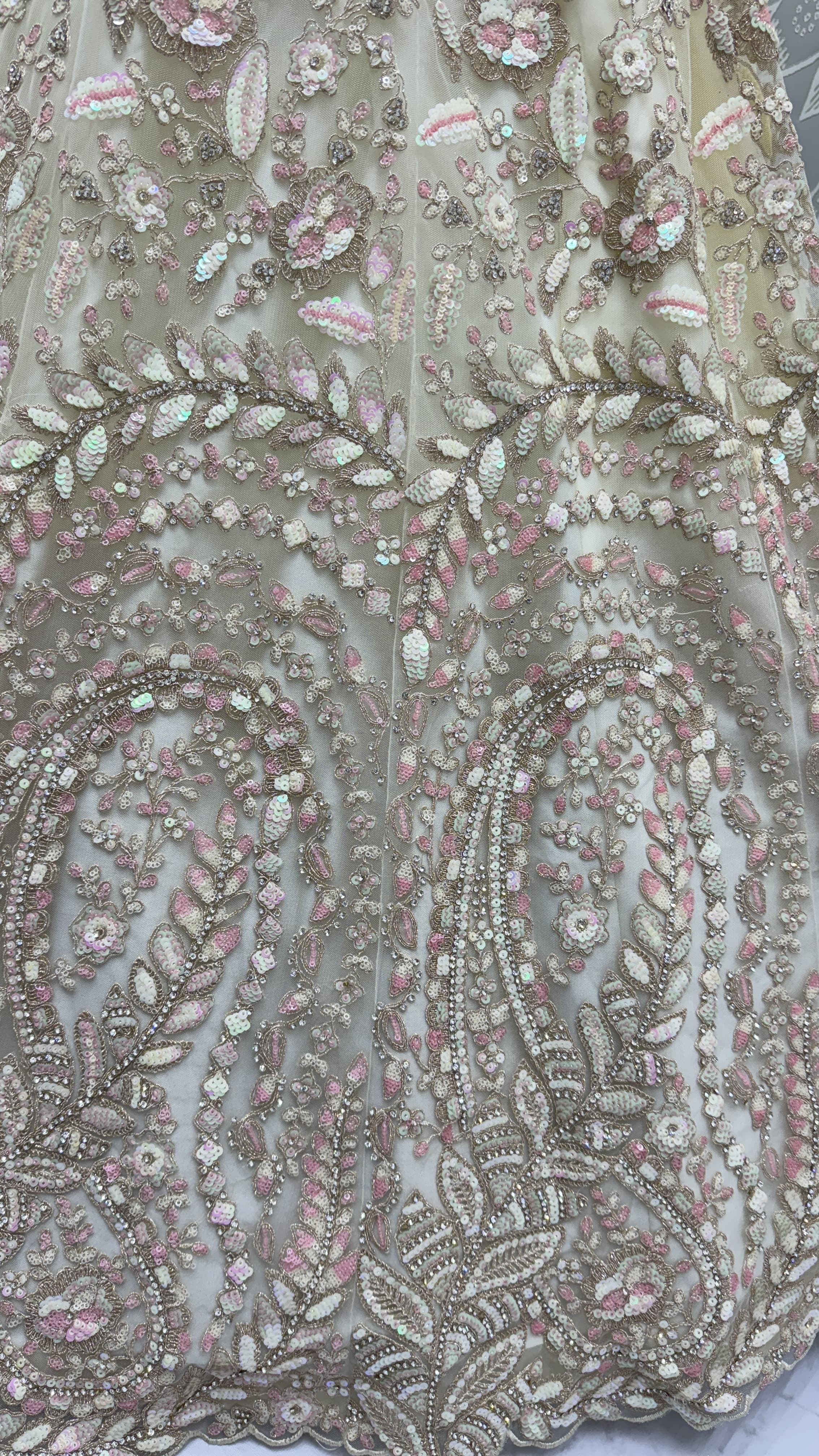 Rainbow Sequins and Creamy Dori Embroidery combine Beautiful Eye-Catchy Lehenga Choli 