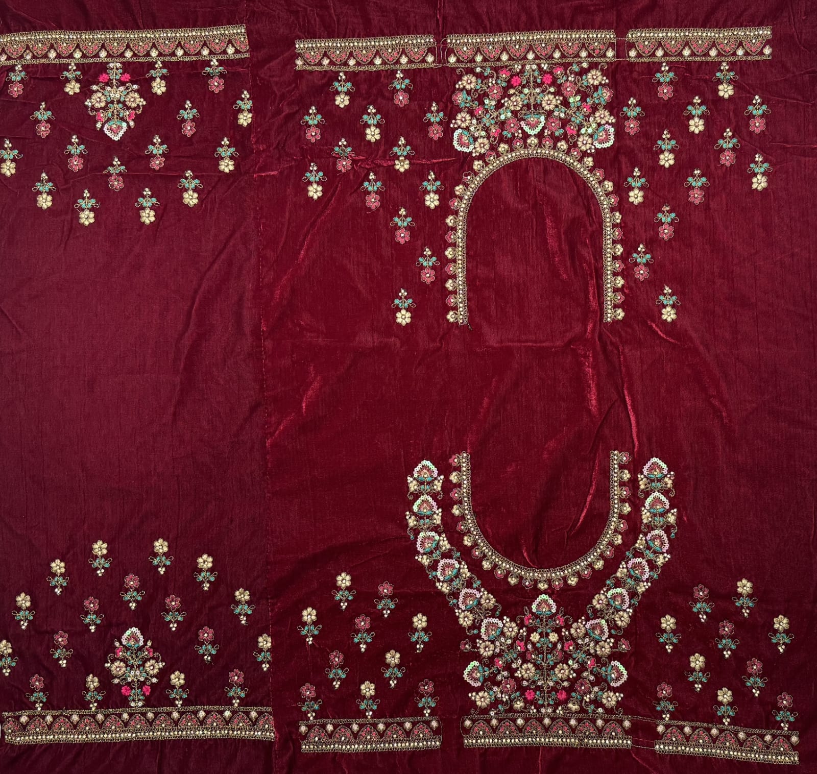 Stunning Dark Maroon Hand Mirror and Sequins Embroidery Designer Lehenga Choli 