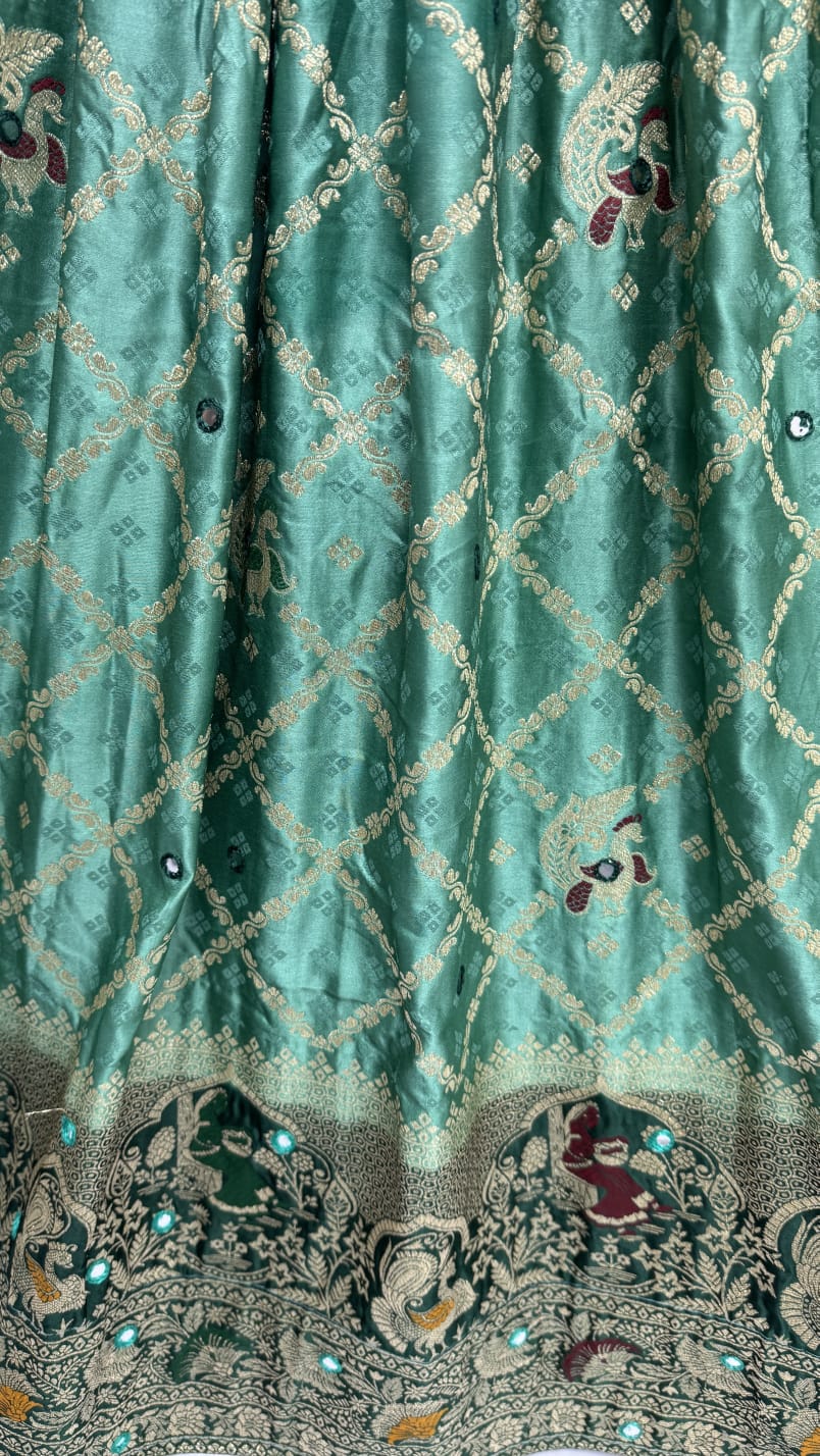 Elegant Look Green Georgette Satin Fabric Crafted Lehenga Choli for this Wedding Season