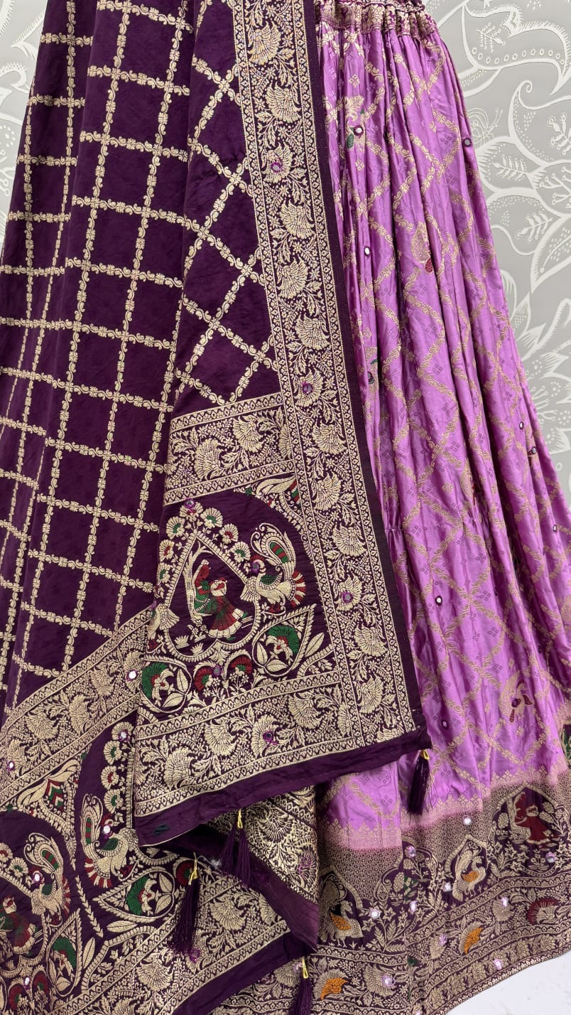 Elegant Look Pink Georgette Satin Fabric Crafted Lehenga Choli for this Wedding Season