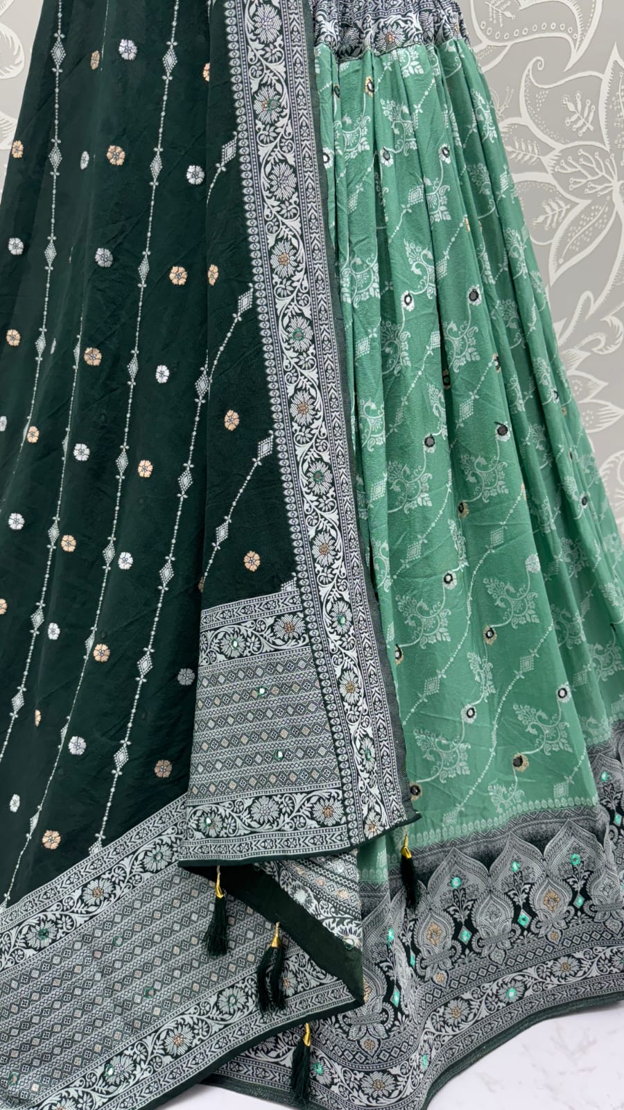 Graceful Pattern Green Eye-Catchy Color range Sober wedding wear lehenga choli