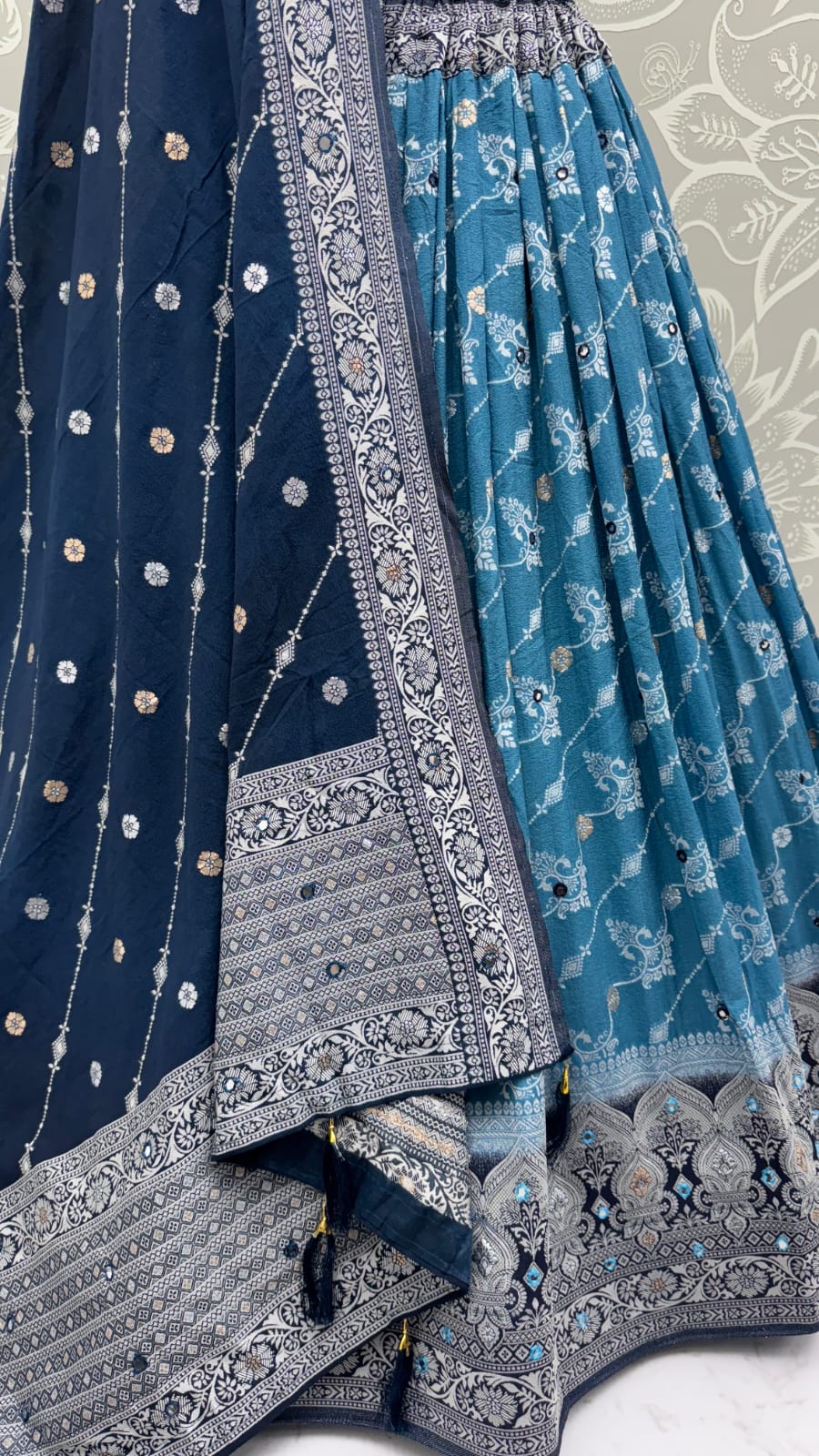 Graceful Pattern Blue Eye-Catchy Color range Sober wedding wear lehenga choli 