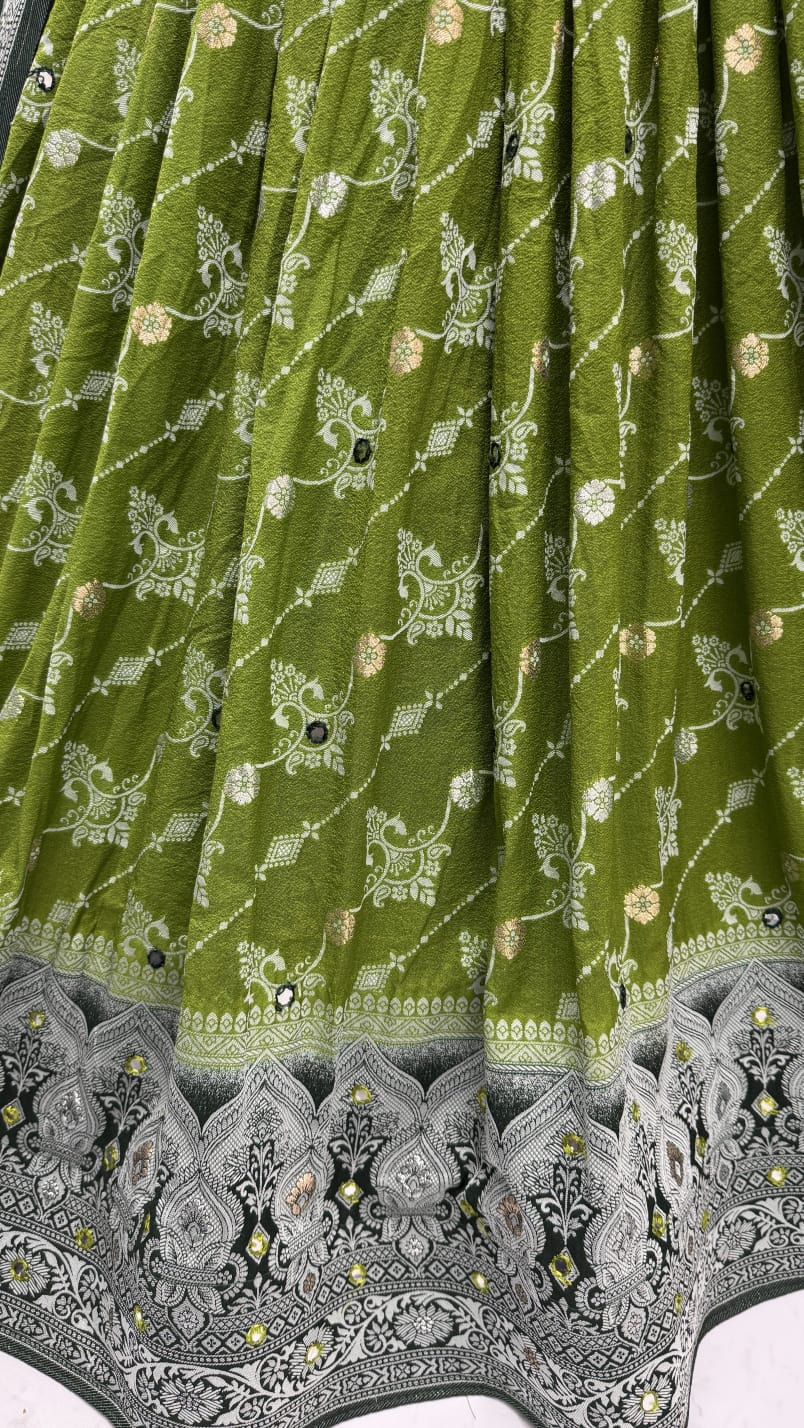 Graceful Pattern Light Green Eye-Catchy Color range Sober wedding wear lehenga choli 