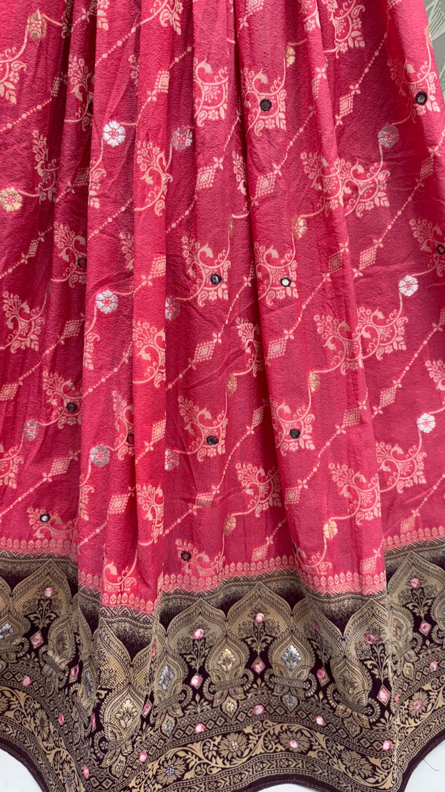 Graceful Pattern Pink Eye-Catchy Color range Sober wedding wear lehenga choli 