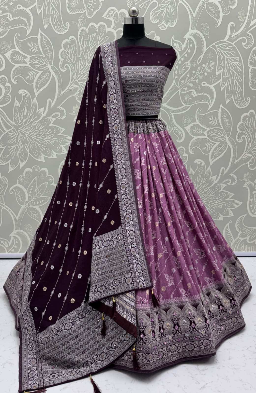 Graceful Pattern Purple Eye-Catchy Color range Sober wedding wear lehenga choli 