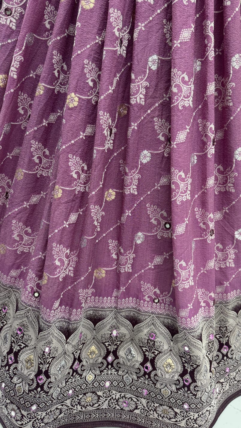 Graceful Pattern Purple Eye-Catchy Color range Sober wedding wear lehenga choli 