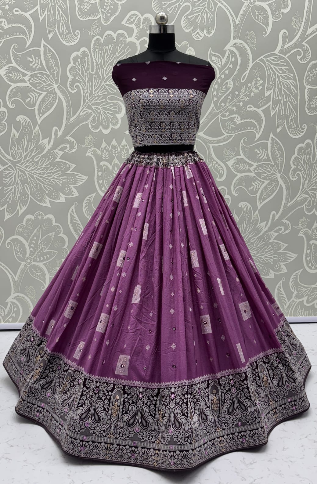 Eye-Catchy Magenta Color range Sober Work Georgette Fabric wedding wear lehenga choli 