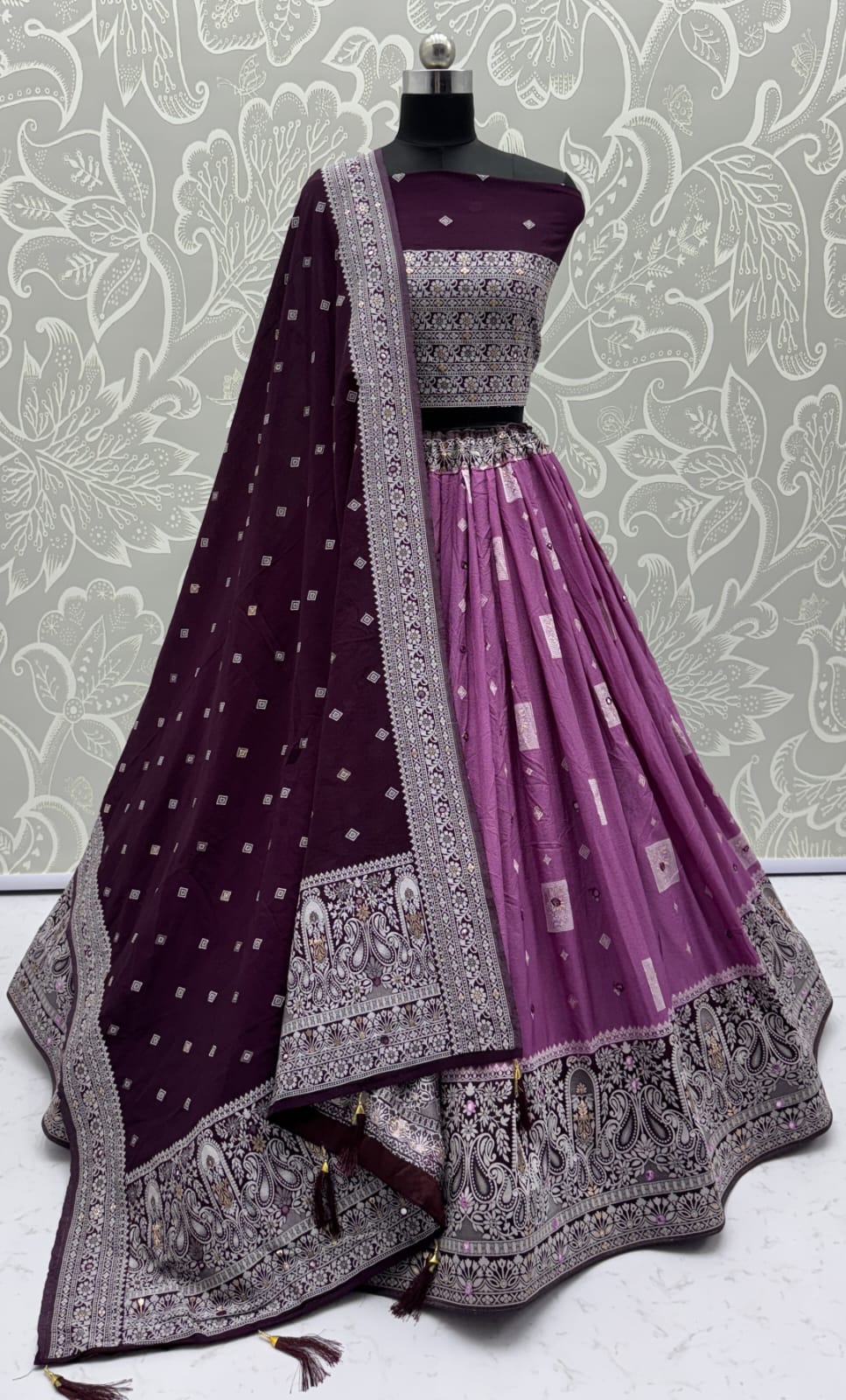 Eye-Catchy Magenta Color range Sober Work Georgette Fabric wedding wear lehenga choli 