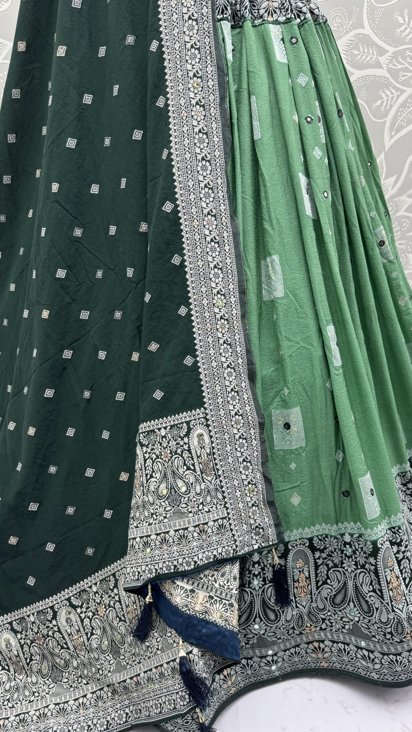 Eye-Catchy Green Color range Sober Work Georgette Fabric wedding wear lehenga choli 
