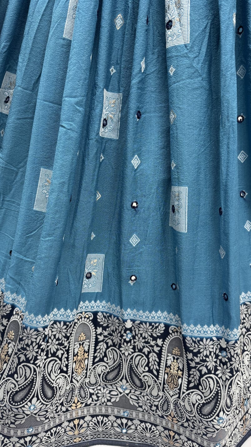 Eye-Catchy Color Blue range Sober Work Georgette Fabric wedding wear lehenga choli 