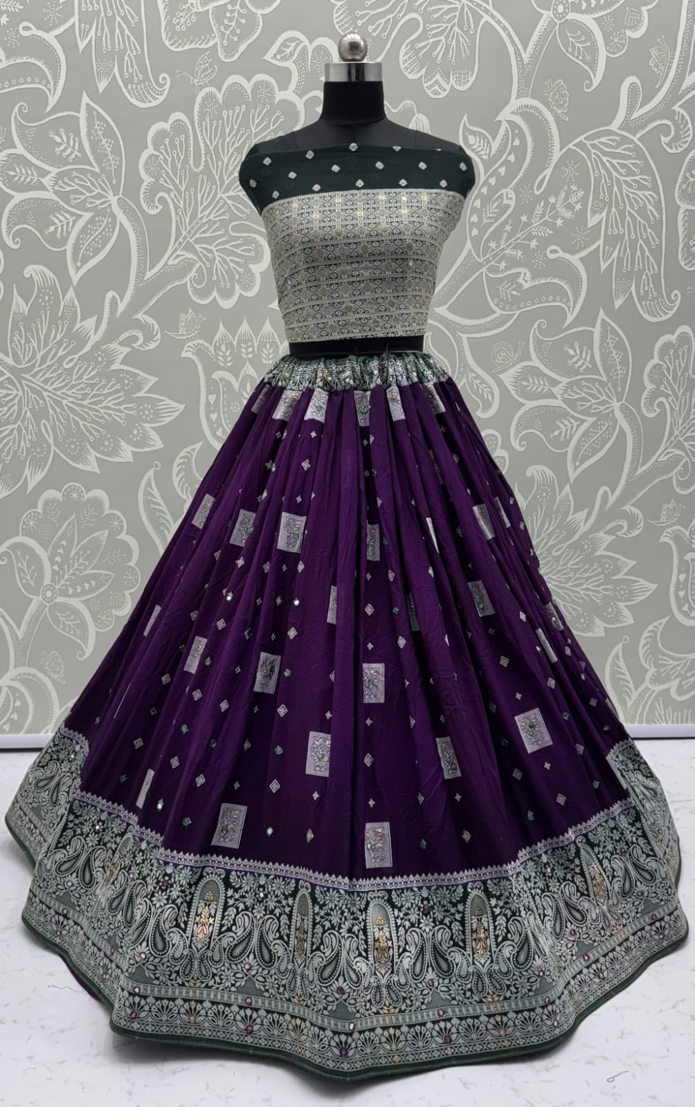 Eye-Catchy Color Purple range Sober Work Georgette Fabric wedding wear lehenga choli 
