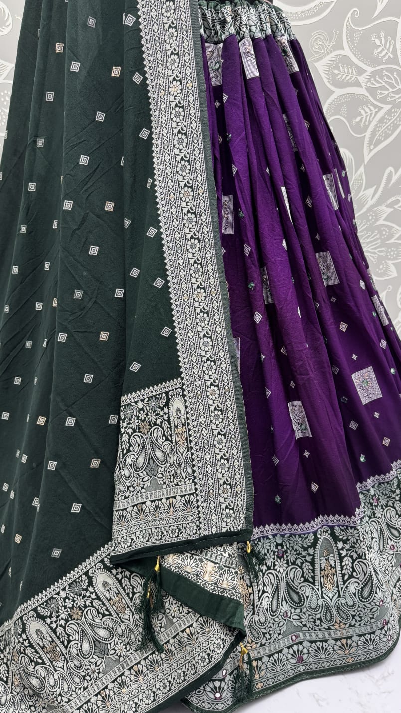 Eye-Catchy Color Purple range Sober Work Georgette Fabric wedding wear lehenga choli 