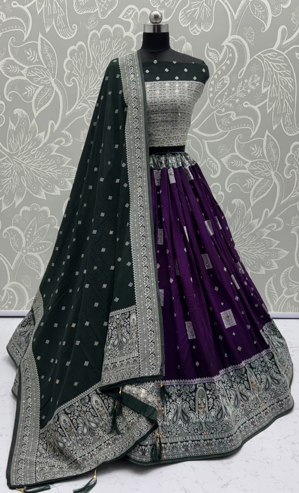Eye-Catchy Color Purple range Sober Work Georgette Fabric wedding wear lehenga choli 