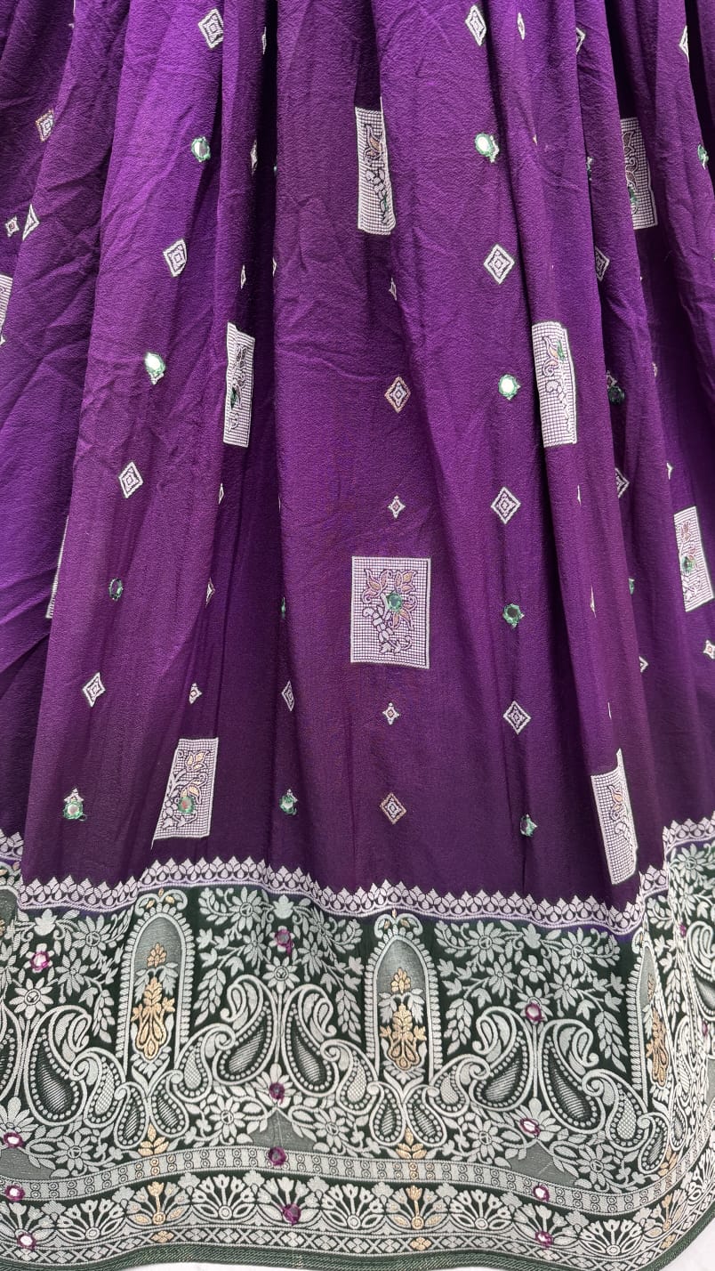 Eye-Catchy Color Purple range Sober Work Georgette Fabric wedding wear lehenga choli 