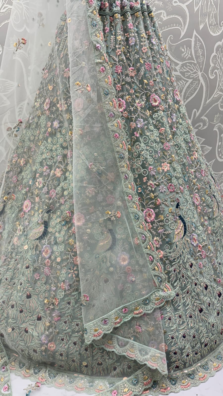 Stunning Peacock Blue Embroidered Crafted Partywear Lehenga Choli with dupatta and blouse 