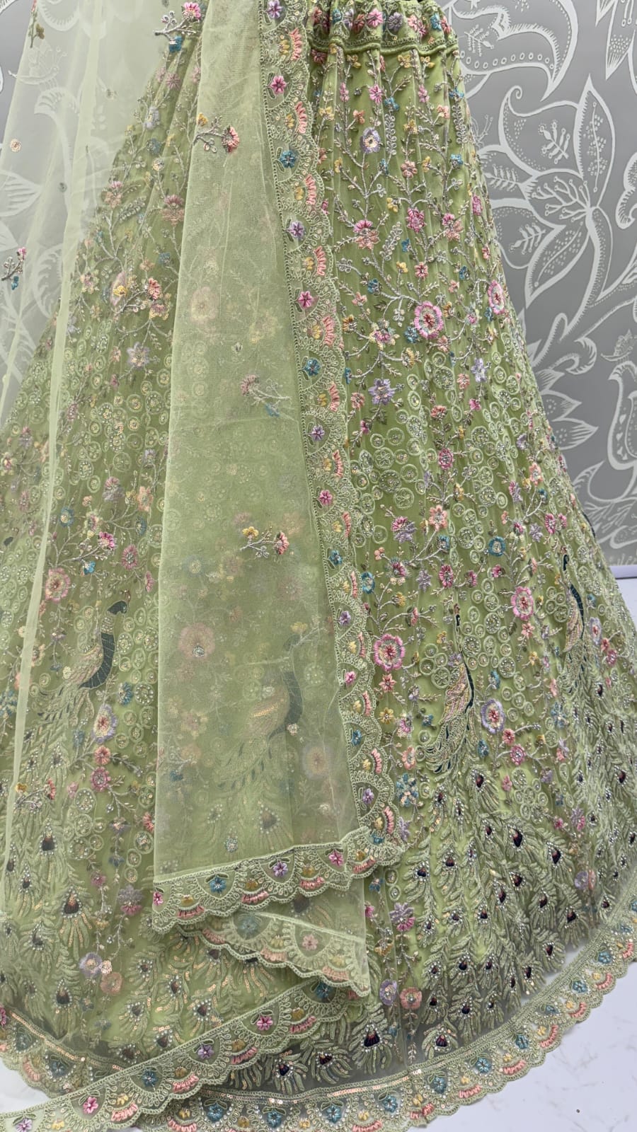 Stunning Peacock Green Embroidered Crafted Partywear Lehenga Choli with dupatta and blouse 