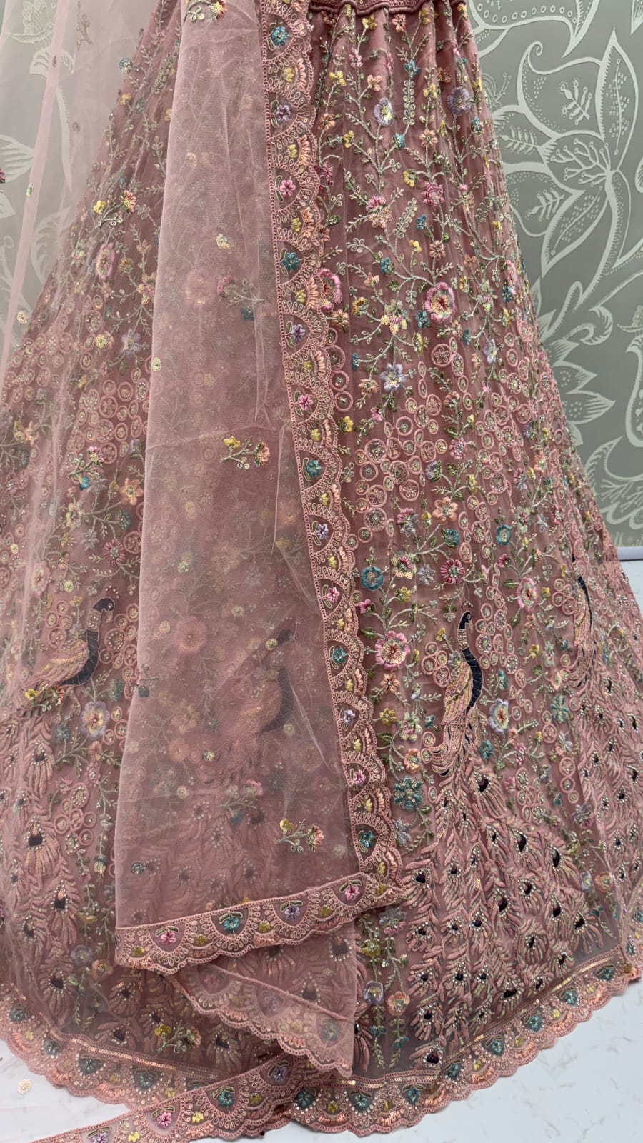 Stunning Peacock Pink Embroidered Crafted Partywear Lehenga Choli with dupatta and blouse 
